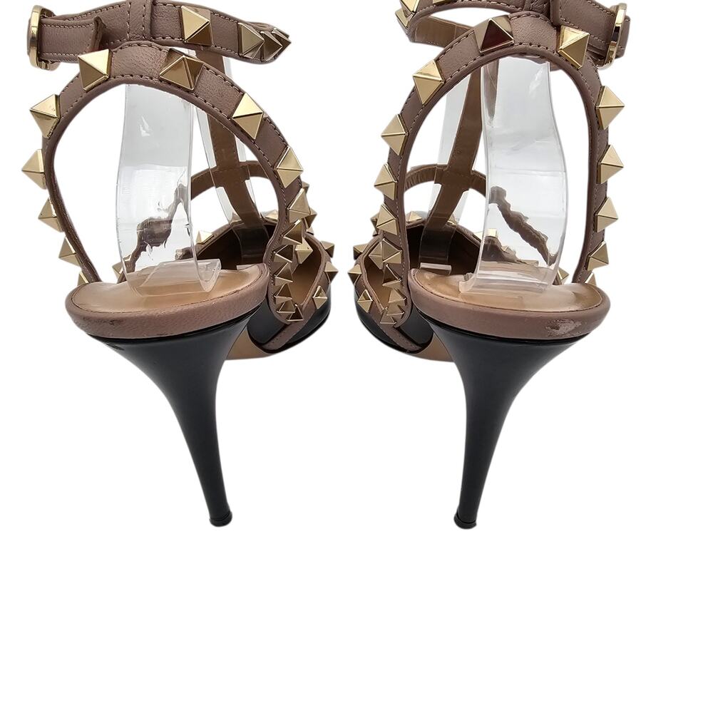 Valentino Garavani Rockstud Heel Pump Cage Black Patent Leather Tan Size 40 10 - Picture 6 of 16